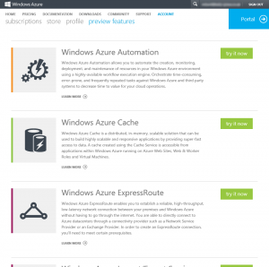 Azure Portal Preview Features