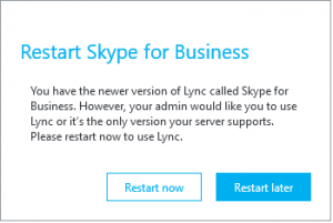 Restart Skype for Business Dialog